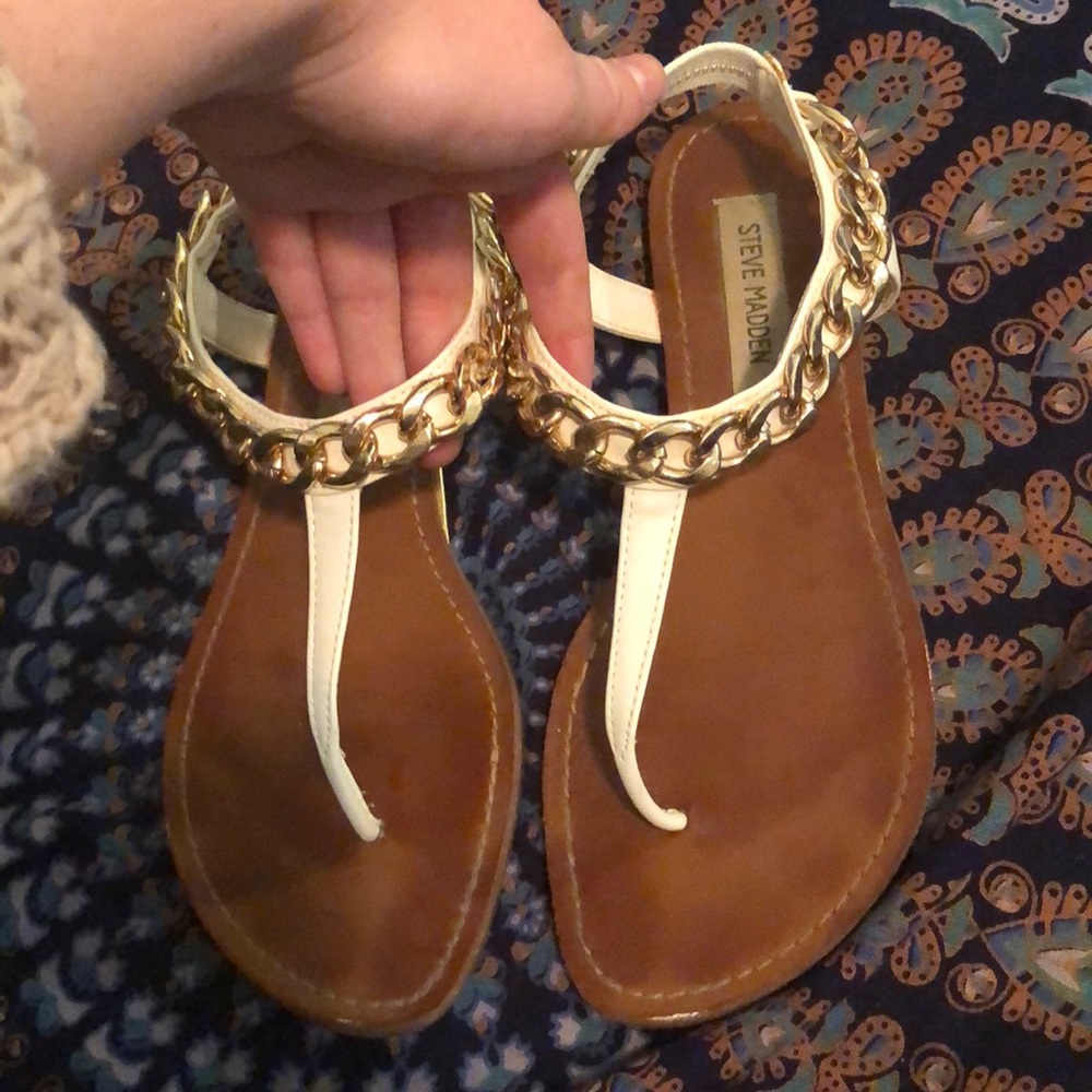 Gold and White Stylish Steve Madden Sandals!